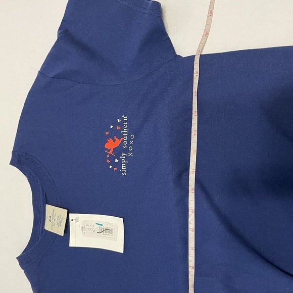 SIMPLY SOUTHERN WOMENS SMALL BE MINE  BLUE TEE SHIRT Cupid Hearts Flowers NWT - Picture 5 of 7